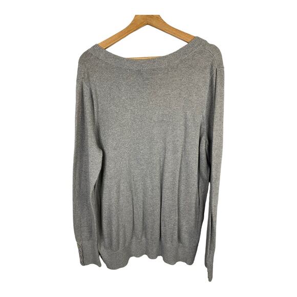 Lane Bryant Womens Size 18/20 Sweater Gray Silver Scoop Neck Sparkly Top - Picture 2 of 6